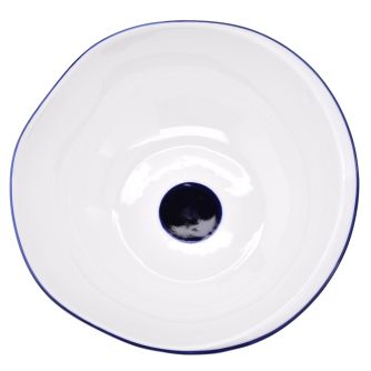 DUKA KROG 2000 ml salotinė balta tamsiai mėlyna porcelianinė