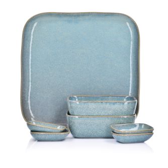 Rytietiškų patiekalų rinkinys DUKA THORA 7 elementų mėlynos spalvos keramikos dirbiniai