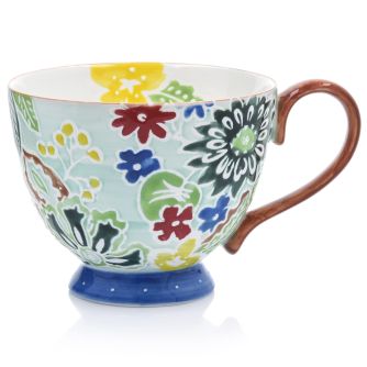 DUKA FLORIST 400 ml mėtų porcelianinis puodelis su gėlėmis