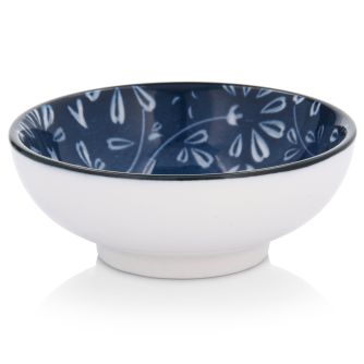 DUKA HOKKAIDO 50 ml dubenėlis padažui tamsiai mėlynas porcelianas su gėlių raštu
