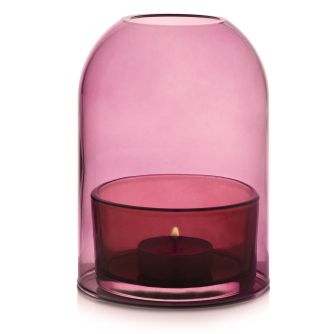 Arbatos žibinto žvakių laikiklis DUKA GLASS 19 cm bordo spalvos stiklas